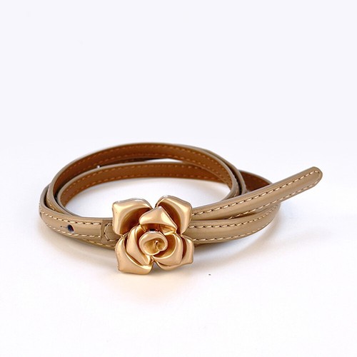Dress Belt Thin Flower!shaped Waistband ! Jeans Genuine Buckle Leather All · - Picture 16 of 18