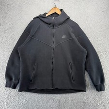 Nike Sweatshirt Women's 2XL Black Tech Fleece Zip Jacket Hoodie Windrunner Logo
