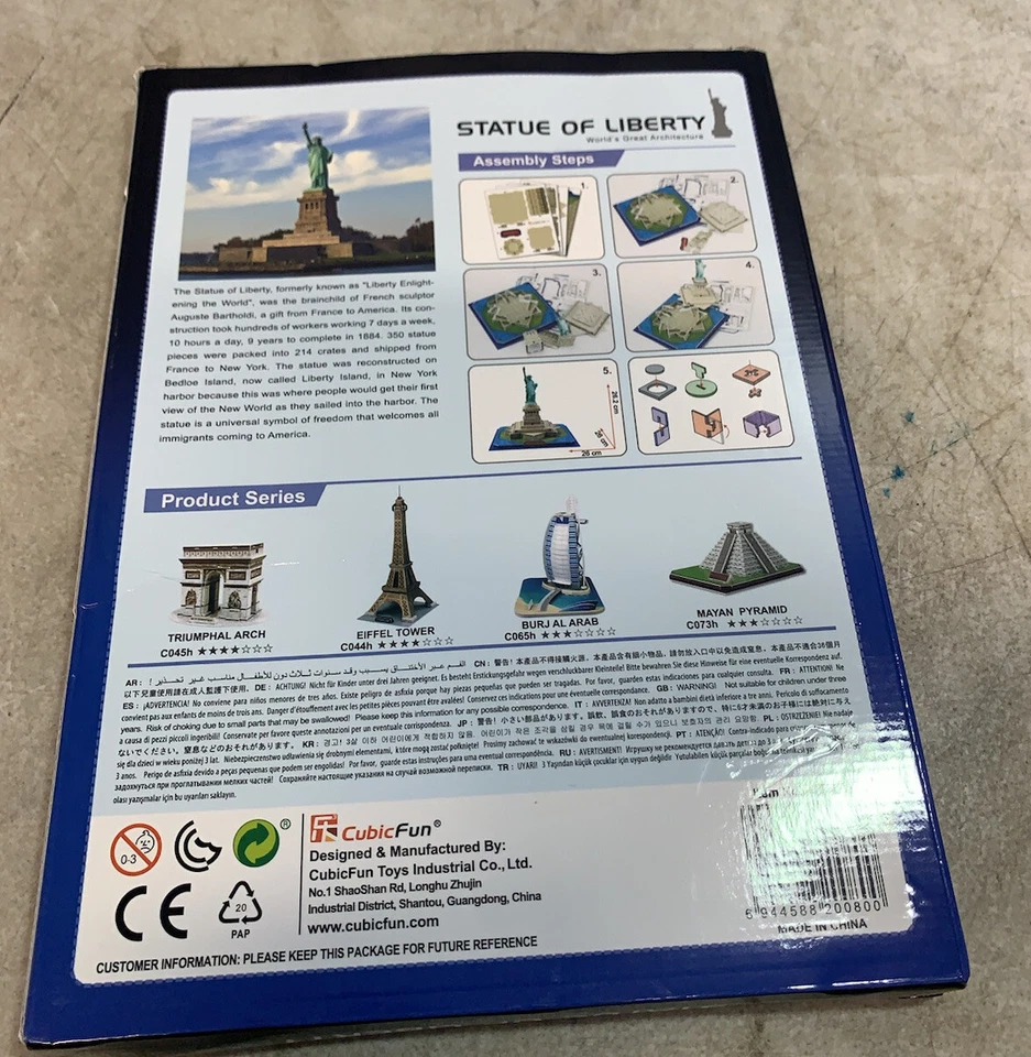 Cubic Fun - 3D Puzzle Statue Of Liberty New York USA World Greatest Architecture - Image 2 of 3