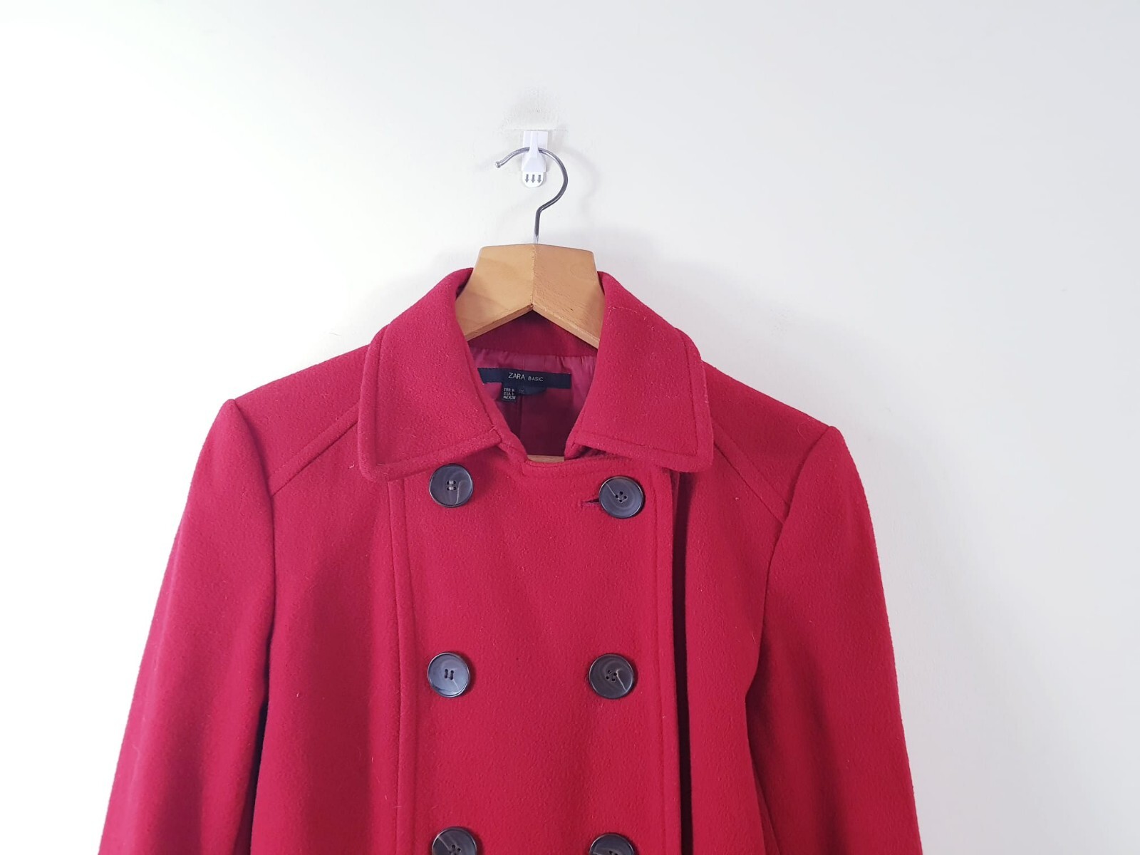 Zara Basic Red Wool-Blend Peacoat Jacket Double-B… - image 3