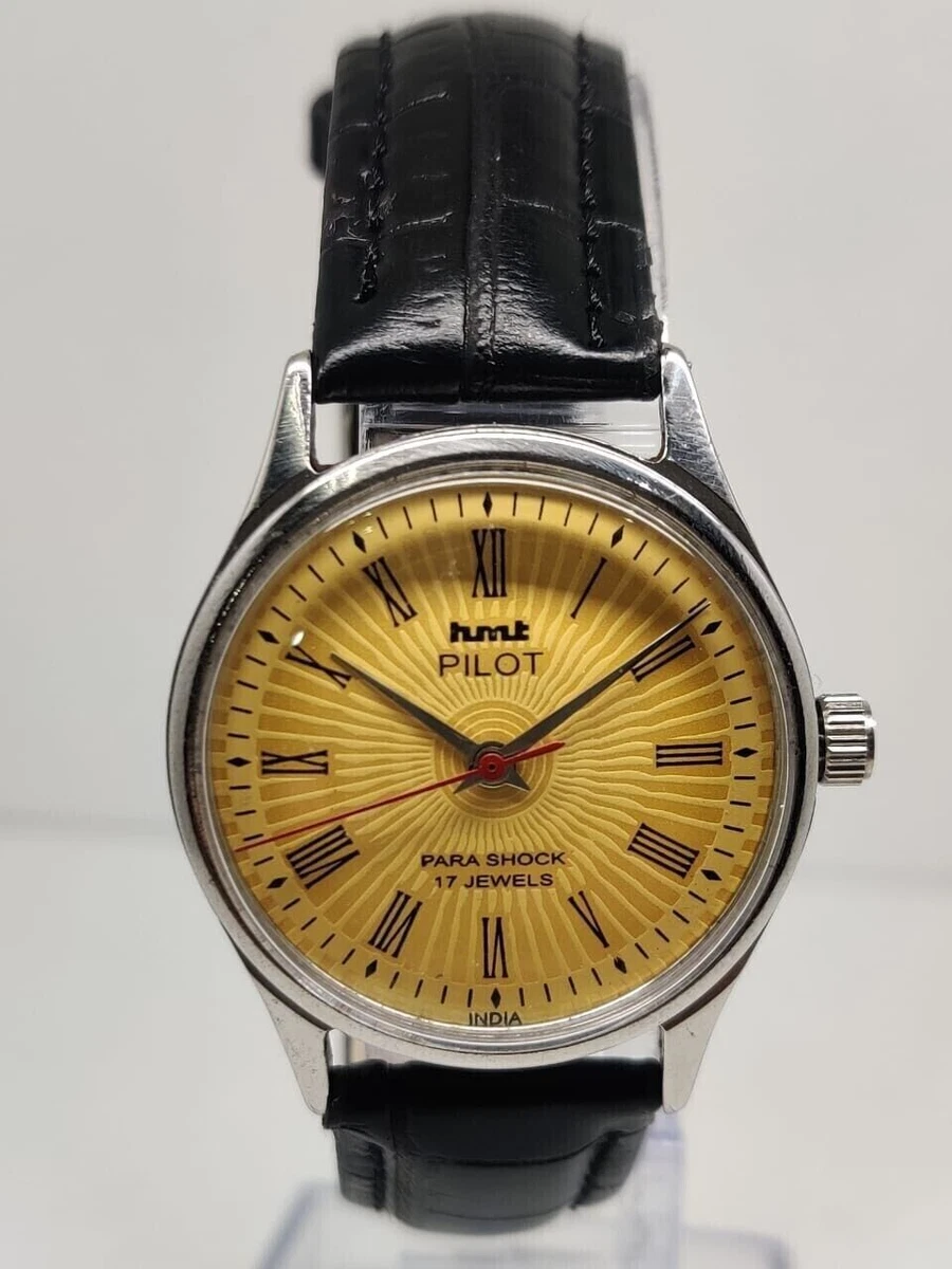 HMT Pilot Hand Winding Yellow Dial Men s Wrist Watch Good Condition