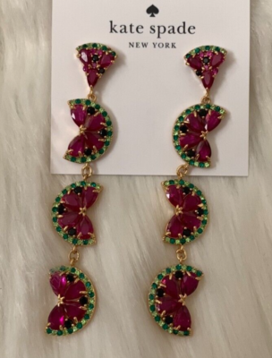 KATE SPADE Pave Watermelon Linear Drop Earrings