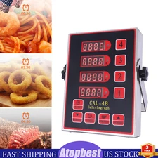 Commercial 4 Channels Kitchen Timers Restaurant Timer Loud Red Stainless Steel！