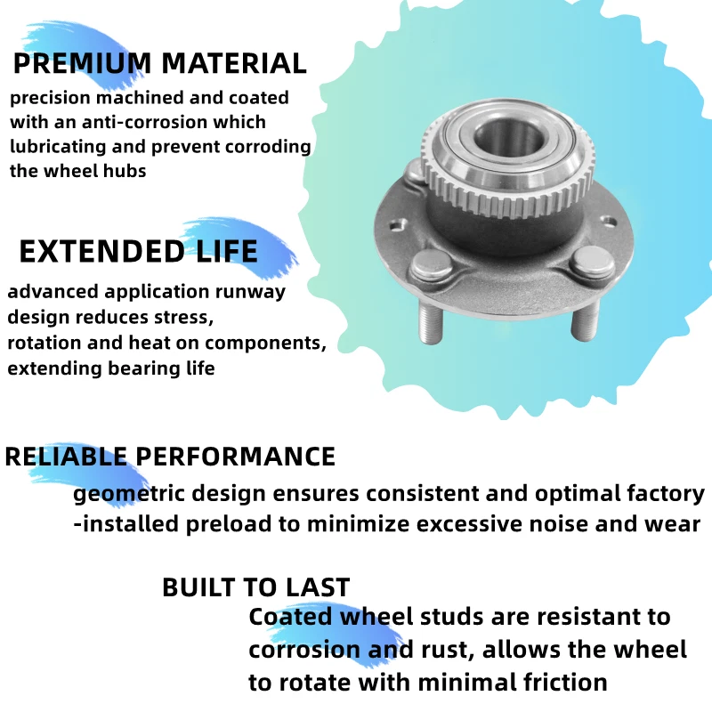 Conjunto de buje y cojinete de rueda trasera para Kia Sephia Spectra con ABS Foto 3 de 4
