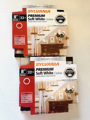 NEW - TWO Sylvania FC8T9/DSW/RP 8'' 22W PREMIUM SOFT WHITE Circline Bulb
