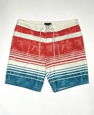 American Eagle Board Shorts Mens Large Swim Trunks Summer Hawaiian Palms Striped