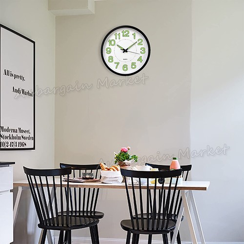 12'' Luminous Quartz Wall Clock Home Decor Night Glow In the Dark Silent Clock - Picture 9 of 9