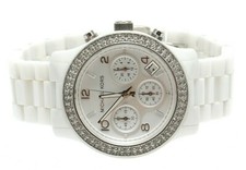 Michael Kors Womens White Ceramic Runway Watch F1272