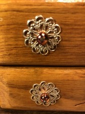 Vintage USA Made Wooden Jewelry Box 6โ Dresser 2 Beaded Draw Pulls