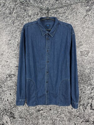 Men s Edwin Indigo Long Sleeve Denim Shirt Button Up Size XL X-Large