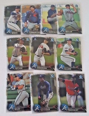 2016 BOWMAN DRAFT CHROME ATLANTA BRAVES TEAM SET OF (10)