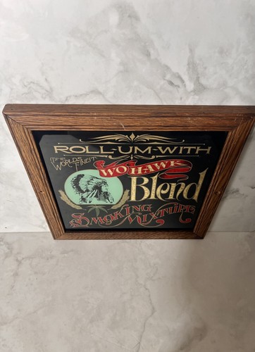 Mezcla de fumar Wo Hawk vintage señalización marco de madera placa de pared decoración - Imagen 3 de 7