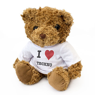 Neu - I Love Techno - Teddybär Süß Kuschelig - Musik Geschenk Geburtstag Xmas