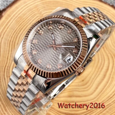 BLIGER Luxury 36mm Dial Rose Gold Watch For Men Japan NH35 Automatic Dress Style