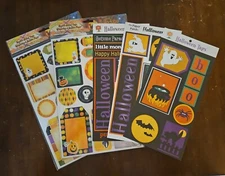 Halloween themed scrapbooking card making tags and word pages, double sided tags