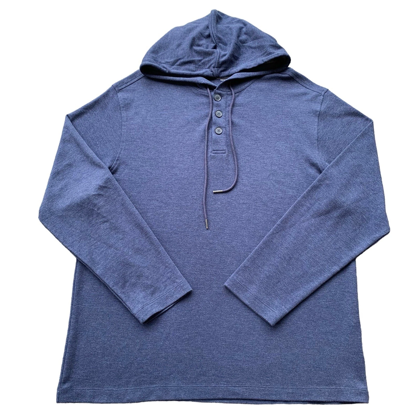 Mizzen Main Performance Henley Hoodie Navy Blue Mens XXL Drawstring