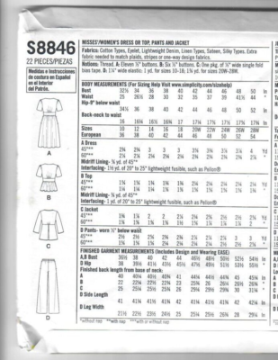 Simplicity S8846 Misses' Dress Or Shirt Pants Jacket Sewing
