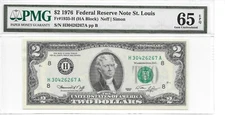 1976 St. Louis $2 FRN (HA Block) PMG 65 EPQ Gem Uncirculated