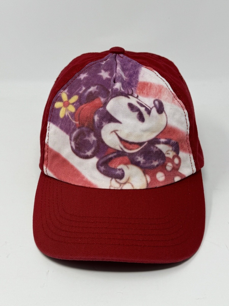 Disney Store Minnie Mouse Baseball Cap American Flag Hat Adjustable Strap  S/M