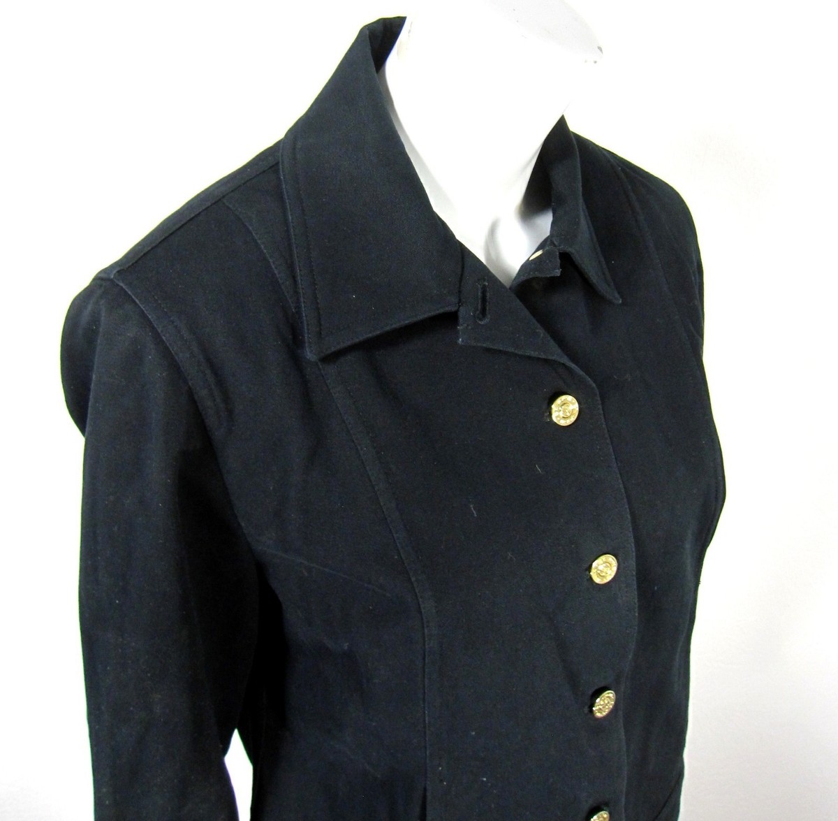 ST. JOHN SPORT By Marie Gray LONG SLEEVE SIZE P SOLID BLACK Button