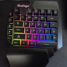 Bluefinger One Hand RGB Gaming Keyboard USB Wired Rainbow Letters Colors