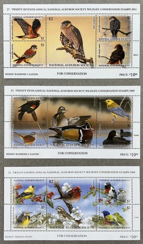 2008-2011 MINT LOT OF THREE AUDUBON SOCIETY WILDLIFE CONSERVATION STAMP SHEETS