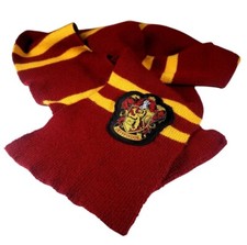 Harry Potter Scarf Gryffindor Knit Burgandy Gold Embroider Patch Muffler Cosplay
