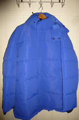 mens TOPMAN BLUE HOODED THICK WINTER WARM COAT SIZE LARGE NEW