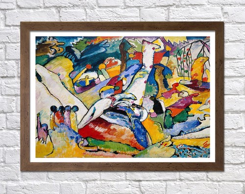 KADINSKY 7-FRAMED CANVAS ABSTRACT WALL ART PICTURE PAPER PRINT- YELLOW BLUE - Picture 13 of 15