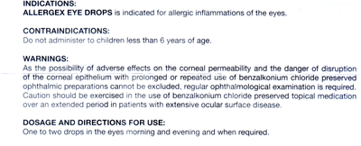 Allergex Eye Drops 1 X 15ml Bottles 25 Usd Free Shipping Ebay