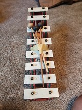 Vtg Xylophone-Child's Antique Instrument 8 Stairstep Tone Bars Rhythm Band Inc.