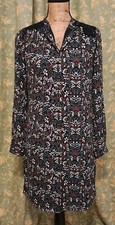 Banana Republic Women's 4 Black & Floral Long Sleeve Shift Shirt Dress