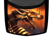 Gold Scaled Dragon Face Snarling Hood Wrap Truck Vinyl Car Graphic Decal 58x65