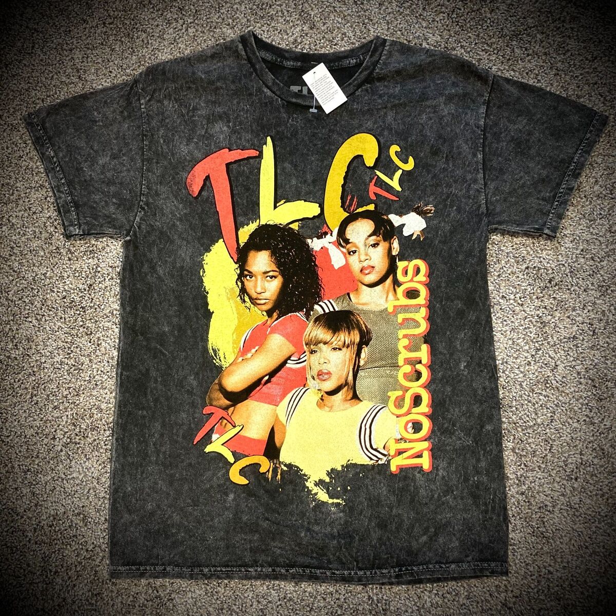 TLC NO SCRUBS T-SHIRT retro 90s pop music replica vtg acid TLC NO SCRUBS T-SHIRT retro 90s pop music replica vtg acid