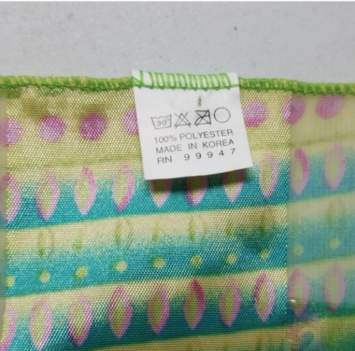 blue green pink paisley satin scarf lightweight - Picture 2 of 12