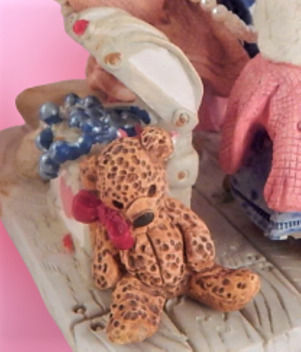 Figura de oso de peluche para niñas jugando a vestir azul rosa resina pesada decoración del hogar - Imagen 8 de 12