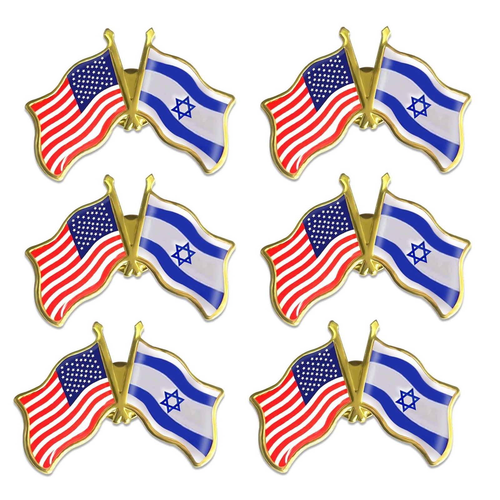 6 Pcs American Israel Friendship Lapel Pins Double Flag Lapel Pin Badge Souvenir