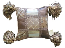 NEW Patchwork Elegant Decorative Pillow Tassels 12 x 12 Eastern Accents