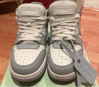 Off-White Out Of Office White Gray Leather Men's Low Top Sneakers New with Box