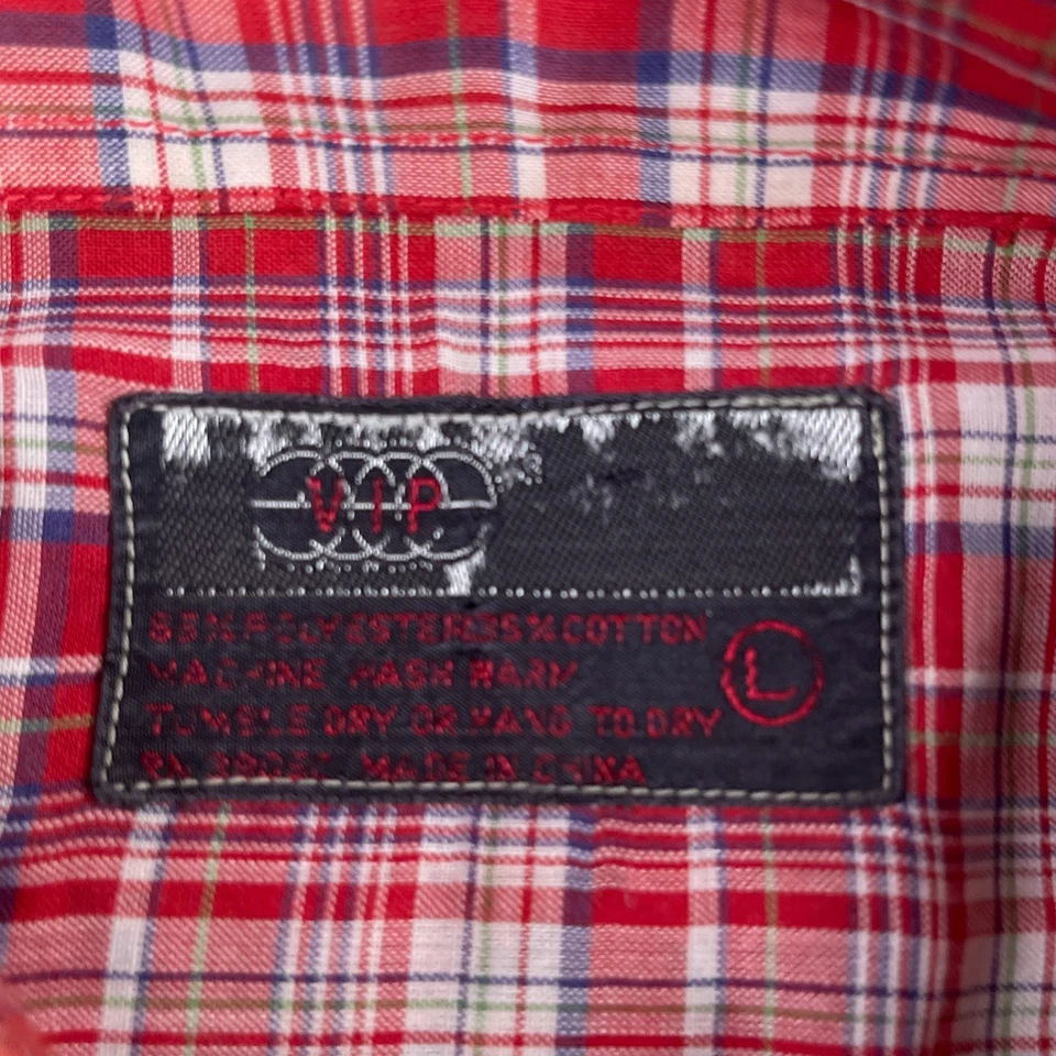 Camisa VIP De Colección Para Hombres Grande Roja A Cuadros Perla Occidental A Presión Vaquero Rancho Rodeo Foto 4 de 4
