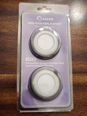 Saker HEPA Filter Replacement for Cordless Dual Cyclone Vacuum Cleaner, 2 Pack