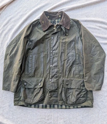 Vintage Barbour Beaufort Waxed Jacket C44 XL Made England 3 Royal Warrants Distr