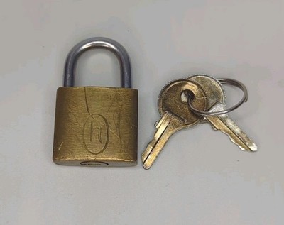 Vintage HARTMANN Brass Luggage Padlock Lock with 2 Keys