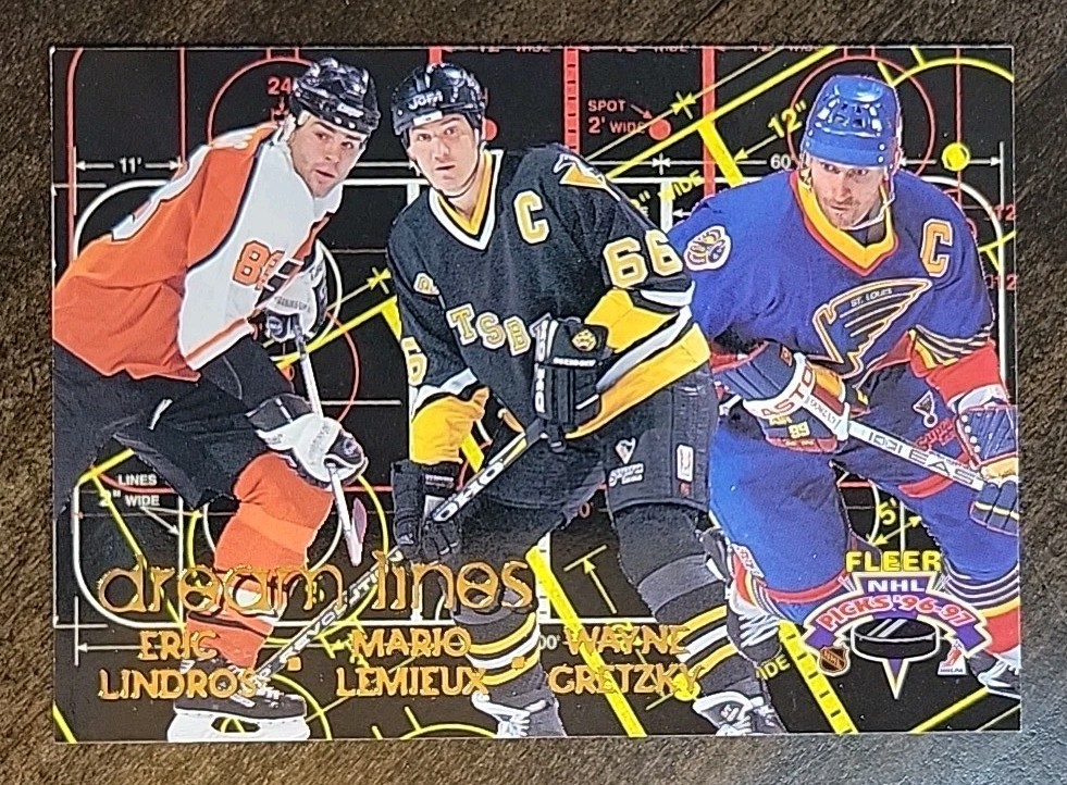 1996-97 Fleer NHL Picks Dream Lines Wayne Gretzky Mario Lemieux Eric Lindros HOF