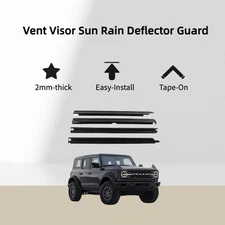 Side Window Vent Visor Sun Rain Deflector Guard 4Pce for Ford Bronco 2021-2025