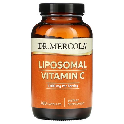 2 X  Dr. Mercola, Liposomal Vitamin C, 180 Capsules (500 mg Per Caps-Worldwide
