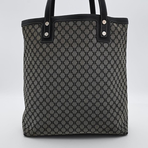 CELINE Trapeze Canvas Leather Tote Bag Navy Authentic Luxury Handbag