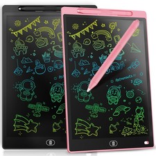  2 Pack Genialba LCD Writing Tablet 8.5-Inch Colorful 8.5-inch, Pink Black