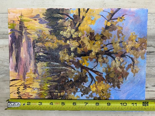 Vtg Fine Art Original Oil Paysage Autumn Painting Signed By Mary Hansen Wolfe - Picture 6 of 6