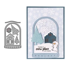 Cloche Winter House Tree Metal Cutting Dies Stencil Card Making Scrapbook Crafts